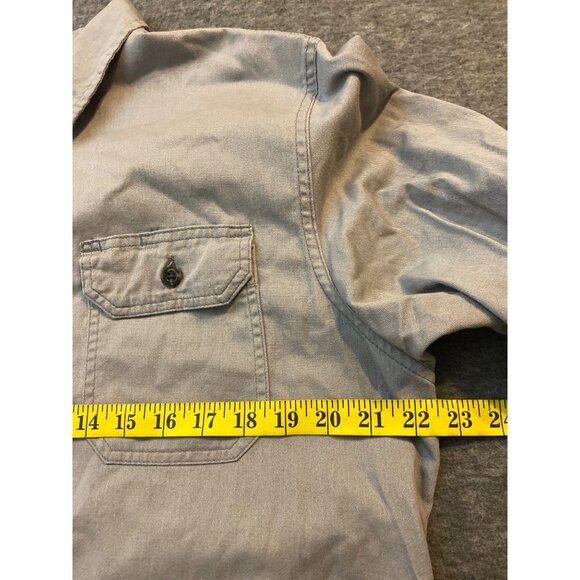 Wrangler Mens Gray Short-Sleeve Button-Up Shirt M Cotton Casual - Picture 3 of 5